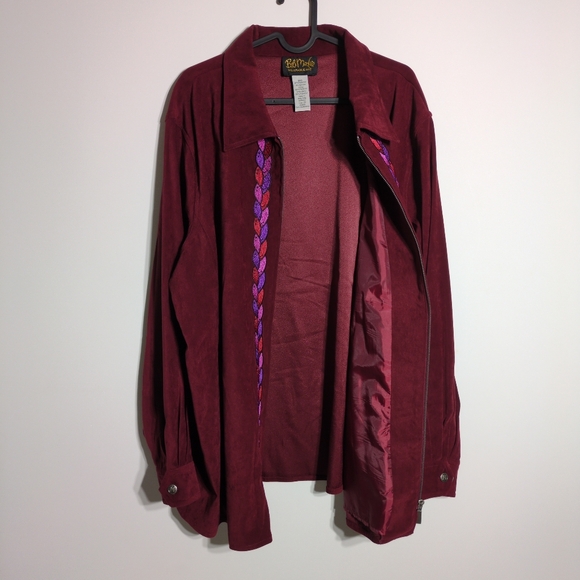 Bob Mackie Zippered Jacket 2X Wearable Art Cranberry Embroidery Tassels Lined - Picture 3 of 14